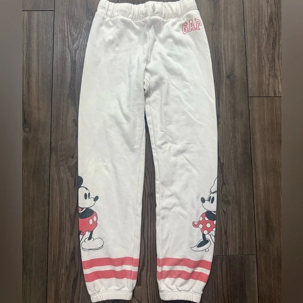 GAP Kids x Disney Mickey Minnie Sweatpants White Girls L 10-11 Joggers